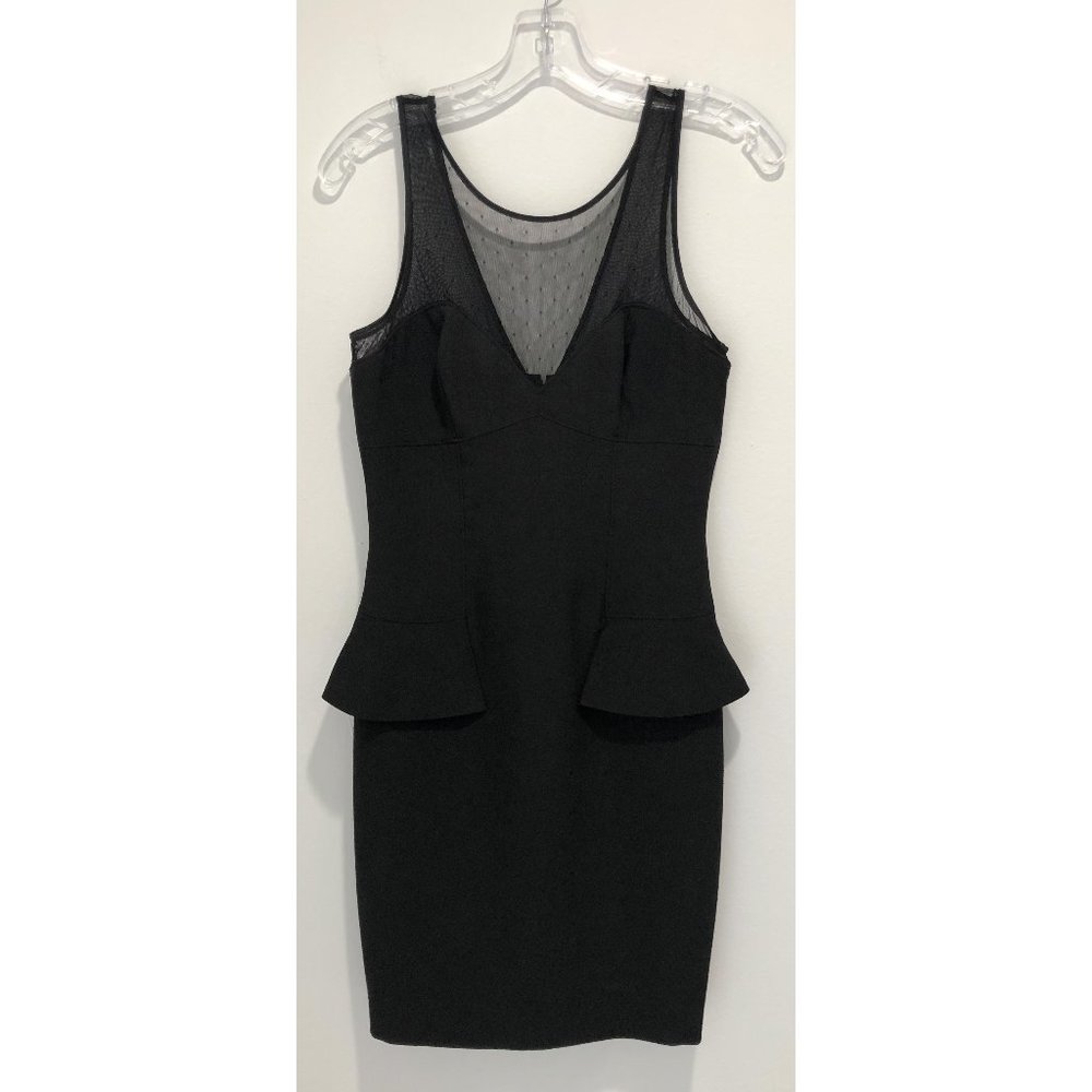 bebe Black Mesh Detailed Peplum Mini Dress - 4